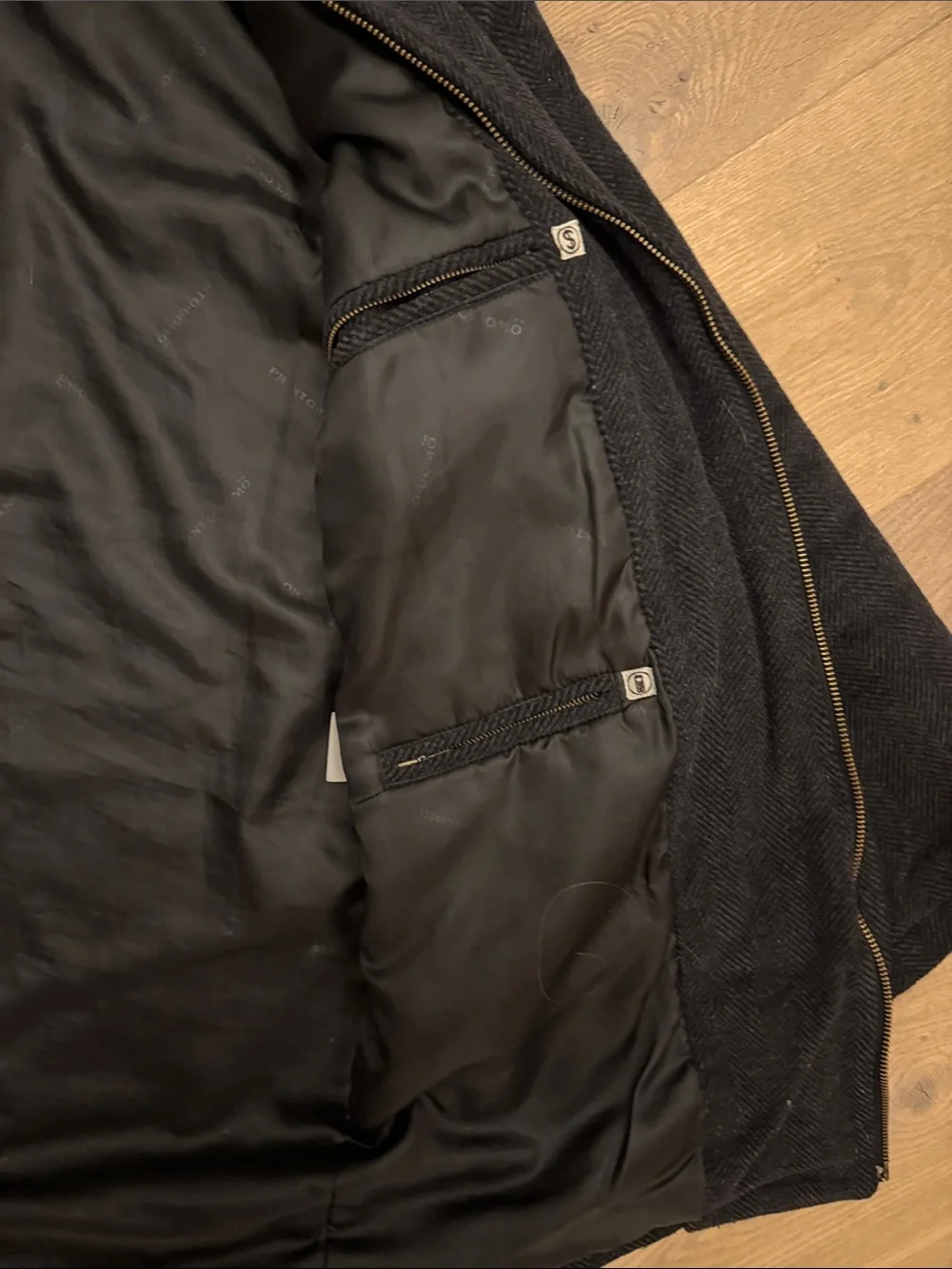Pronto Uomo Black Wool/Cashmere Jacket with Brushed Gold Zip